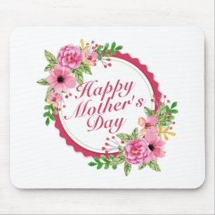 Elegant Lycklig Mors dag Blommigt Ram Mousepad Musmatta