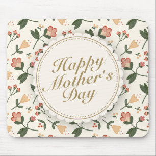Elegant Lycklig Mors dag Blommigt Ram Mousepad Musmatta