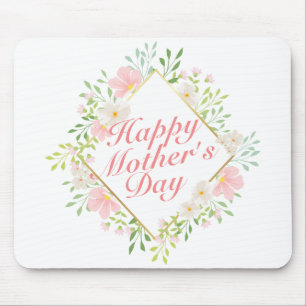 Elegant Lycklig Mors dag Blommigt Ram Mousepad Musmatta