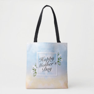 Elegant Lycklig Mors dag Blommigt Ram Tote Bag Tygkasse