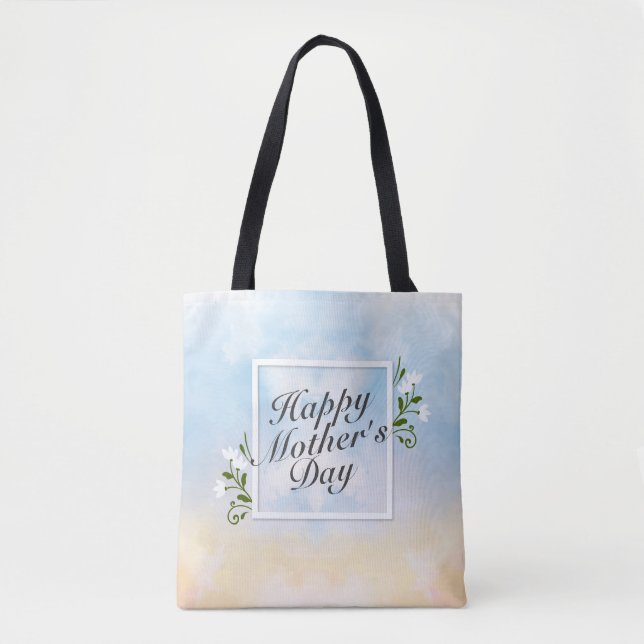 Elegant Lycklig Mors dag Blommigt Ram Tote Bag Tygkasse (Framsida)