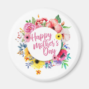 Elegant Lycklig Mors dag Blommigt Utandning Magn Magnet