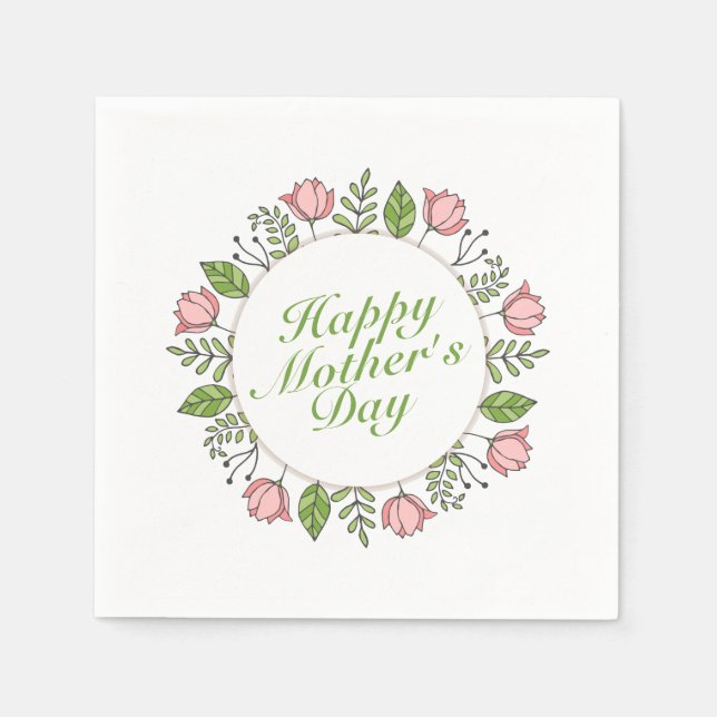 Elegant Lycklig Mors dag Blommigt Utandning | Napk Pappersservett (Framsidan)