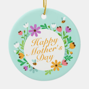 Elegant Lycklig Mors dag Blommigt Utandning Orname Julgransprydnad Keramik
