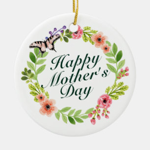 Elegant Lycklig Mors dag Blommigt Utandning Orname Julgransprydnad Keramik