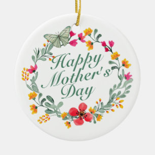 Elegant Lycklig Mors dag Blommigt Utandning Orname Julgransprydnad Keramik