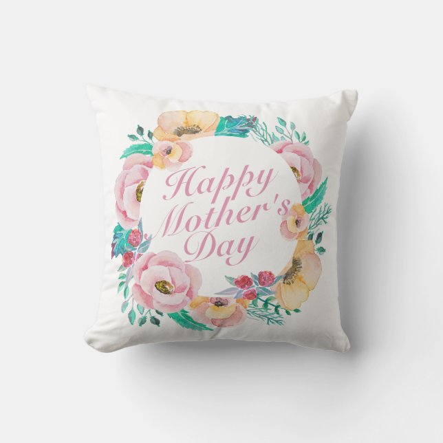 Elegant Lycklig Mors dag Blommigt Utandning | Pill Kudde (Framsida)