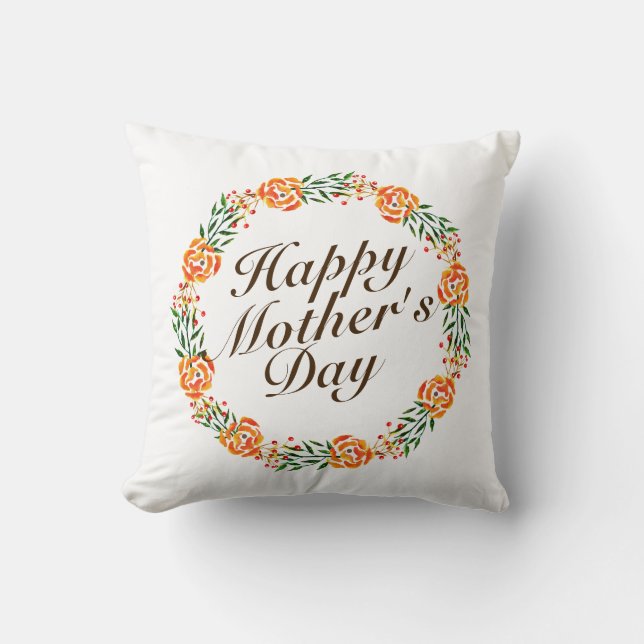 Elegant Lycklig Mors dag Blommigt Utandning | Pill Kudde (Framsida)