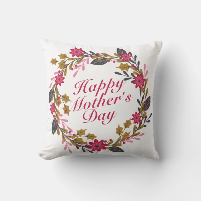 Elegant Lycklig Mors dag Blommigt Utandning | Pill Kudde (Framsida)