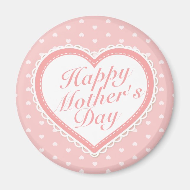 Elegant Lycklig Mors dag Rosa Hearts Magnet (Framsidan)