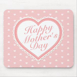 Elegant Lycklig Mors dag Rosa Hearts Mousepad Musmatta