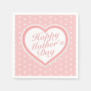Elegant Lycklig Mors dag Rosa Hearts Napkin Pappersservett