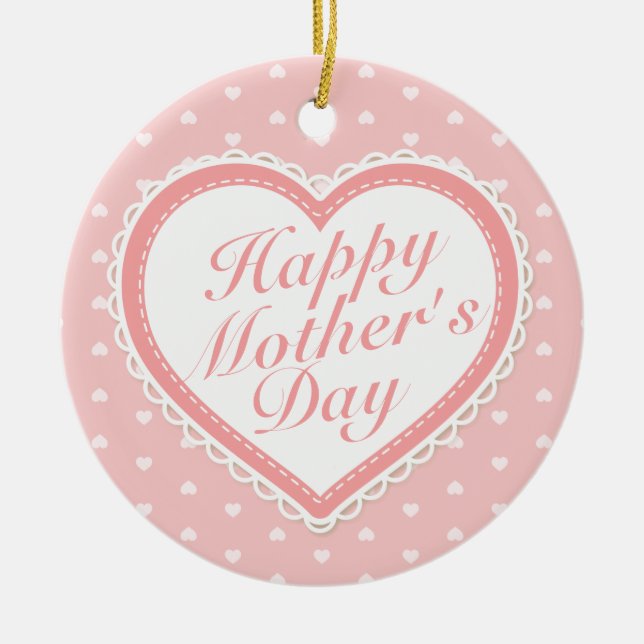Elegant Lycklig Mors dag Rosa Hearts Ornament (Framsidan)