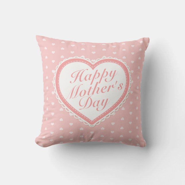 Elegant Lycklig Mors dag Rosa Hearts | Pillow Kudde (Framsida)