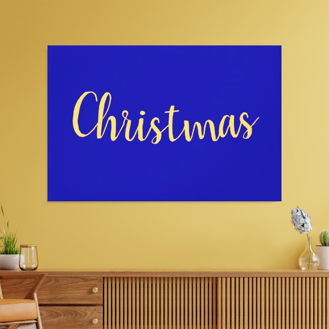 Elegant Lycklig Royal Blue CHRISTMAS Minimalist Canvastryck (Insitu (Vardagsrum))
