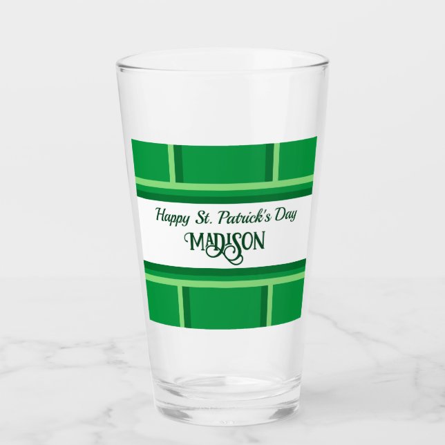 Elegant Lycklig St. Patrick's Day Custom Name Grön Glaskopp (Framsida)