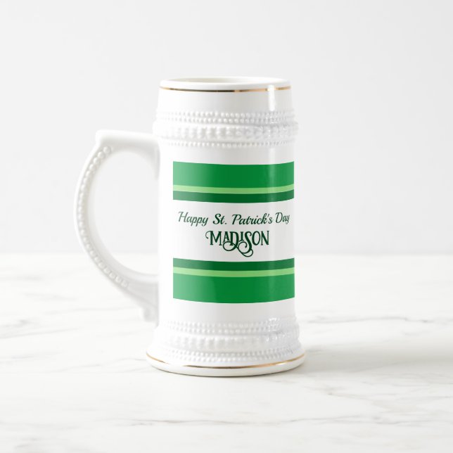 Elegant Lycklig St. Patrick's Day Custom Name Grön Sejdel (Vänster)