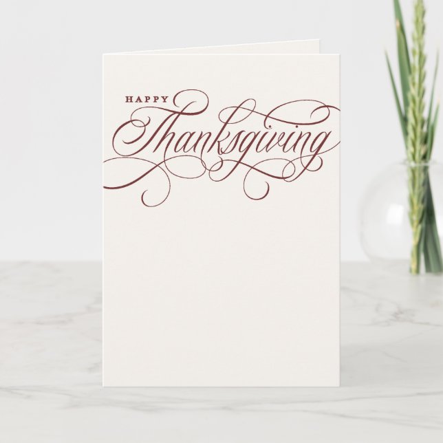 Elegant lycklig Thanksgiving skriptdesign Helgkort (Framsida)