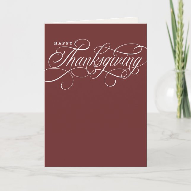 Elegant lycklig Thanksgiving-skriptdesign Helgkort (Framsida)