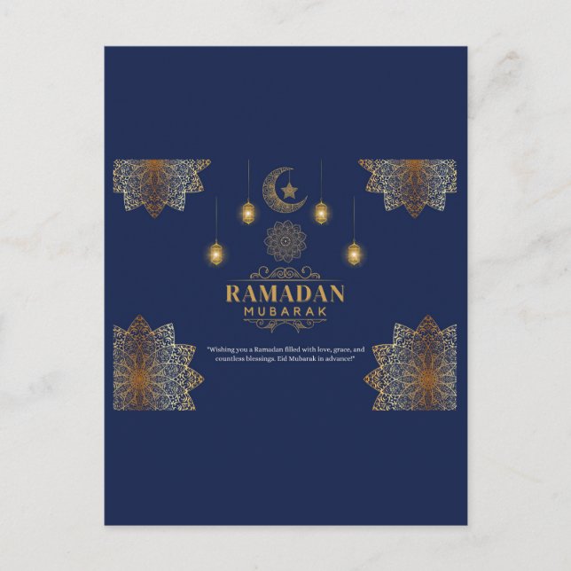 Elegant Lykta Glow Ramadan Hälsning  Vykort (Framsida)