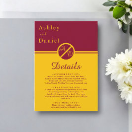 Elegant Lyx Burgundy Och Guld Monogram Bröllop Tilläggskort