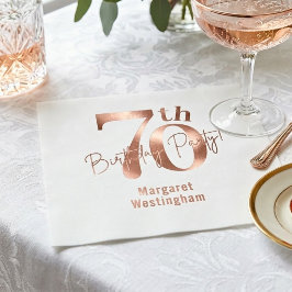 Elegant Lyx Chic Rosa Guld 70-årsdag Pappersservett