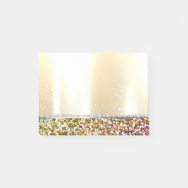 Elegant Lyx Glitter, Diamanter, Pärlor Post-it Block (Framsida)