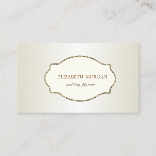 Elegant Lyx Glitter Guld Ram Visitkort (Framsida)
