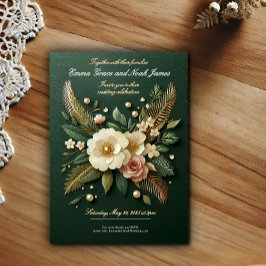 Elegant Lyx Grön Blommig Bröllopsinbjudan Inbjudningar