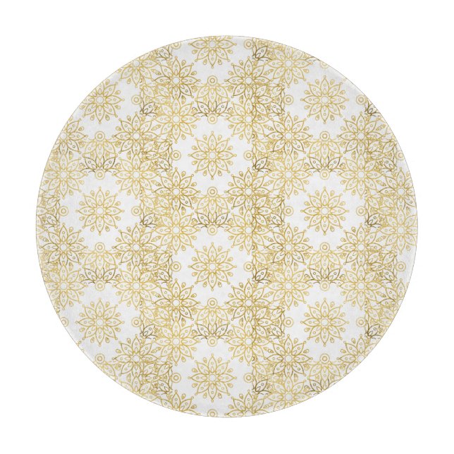 Elegant Lyx Guld Blommig Mandala Mönster (Framsidan)