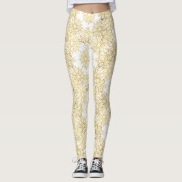 Elegant Lyx Guld Blommig Mandala Mönster Leggings
