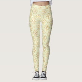 Elegant Lyx Guld Blommig Mandala Mönster Leggings