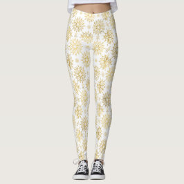 Elegant Lyx Guld Blommig Mandala Mönster Leggings