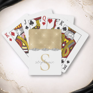 Elegant Lyx Guld Diamanter Anpassad Monogram Casinokort