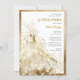 Elegant lyx guld formell klänning glamour Quinceañ Inbjudningar