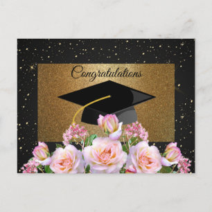 Elegant,lyx,Guld Glitter,Ro,Studentmössa Vykort