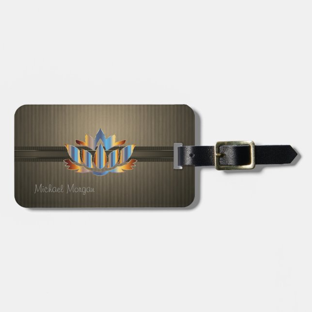 Elegant Lyx Guld Lotus,Randig Bagagebricka (Horisontell Framsida)