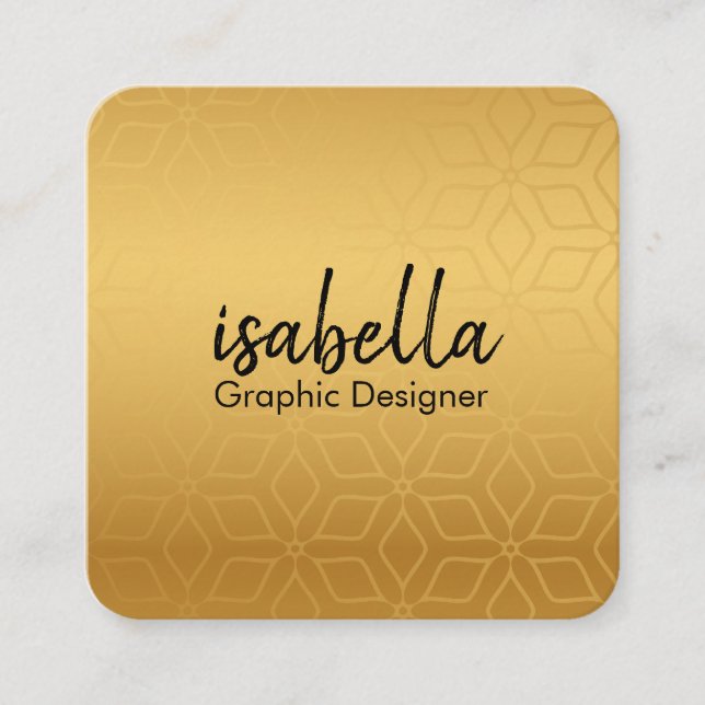Elegant lyx guld modern kvadratisk minimalistisk s fyrkantigt visitkort (Framsida)