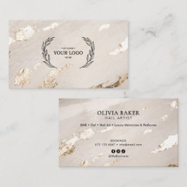 Elegant lyx guld nagelsalong/tekniker logotyp visitkort