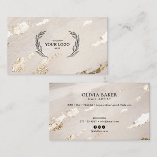 Elegant lyx guld nagelsalong/tekniker logotyp visitkort