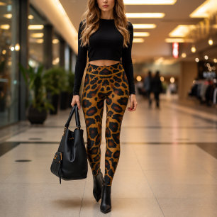 Elegant Lyx Leopardtryck med Monogram Leggings