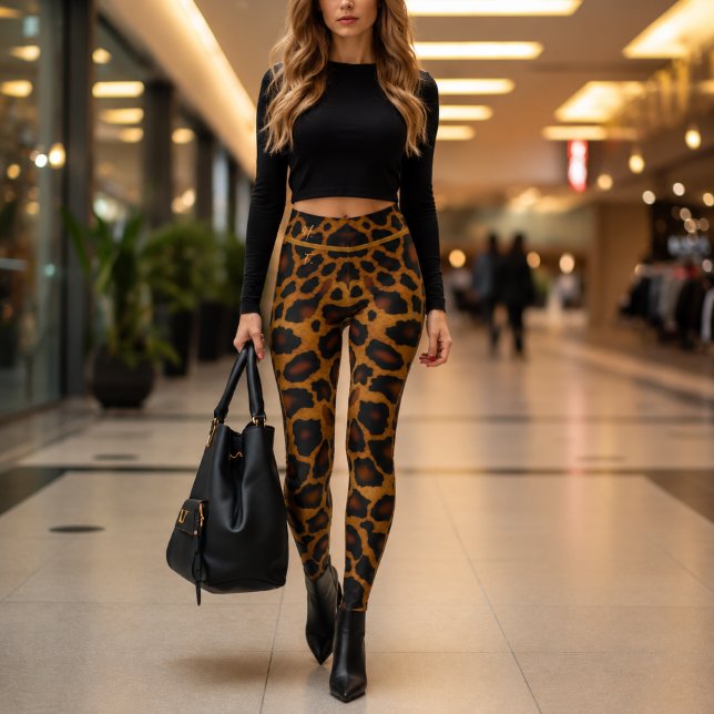 Elegant Lyx Leopardtryck med Monogram Leggings (Stylish Leopard-Print Leggings )
