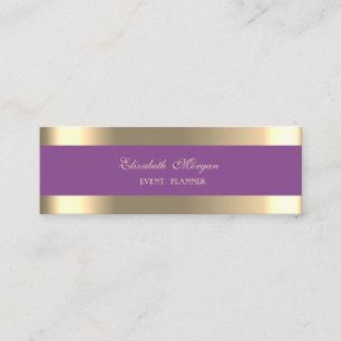 Elegant Lyx Modern, Guldstripad, Violett Mini Visitkort