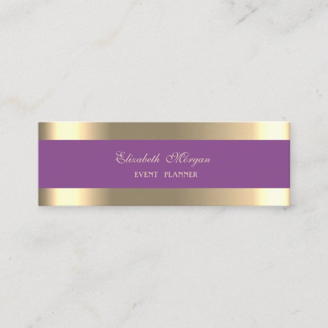 Elegant Lyx  Modern, Guldstripad, Violett Mini Visitkort (Framsida)