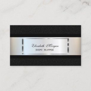 Elegant Lyx Modern, Silver Ram, Svart Visitkort