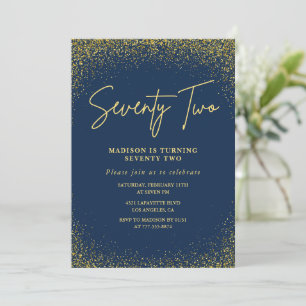 Elegant Lyx Navy Guld Glitter 72-årsdag Inbjudningar