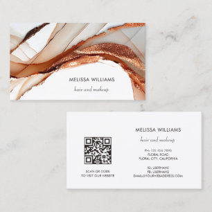 Elegant Lyx Roséguld 3D Abstrakt QR-kod Visitkort