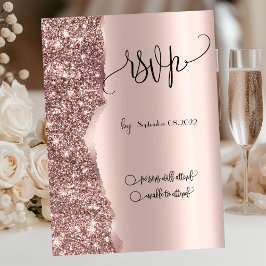 Elegant Lyx Roséguld Glitter RSVP Inbjudningar