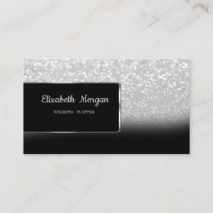 Elegant Lyx Silver Glitter Bokeh Ombre Visitkort