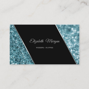 Elegant Lyx Stilfull Blå Glitter Bokeh Visitkort